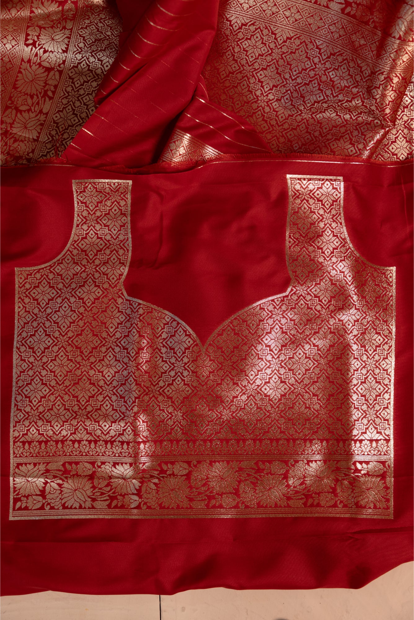 Red Double Buti Upada Silk Saree