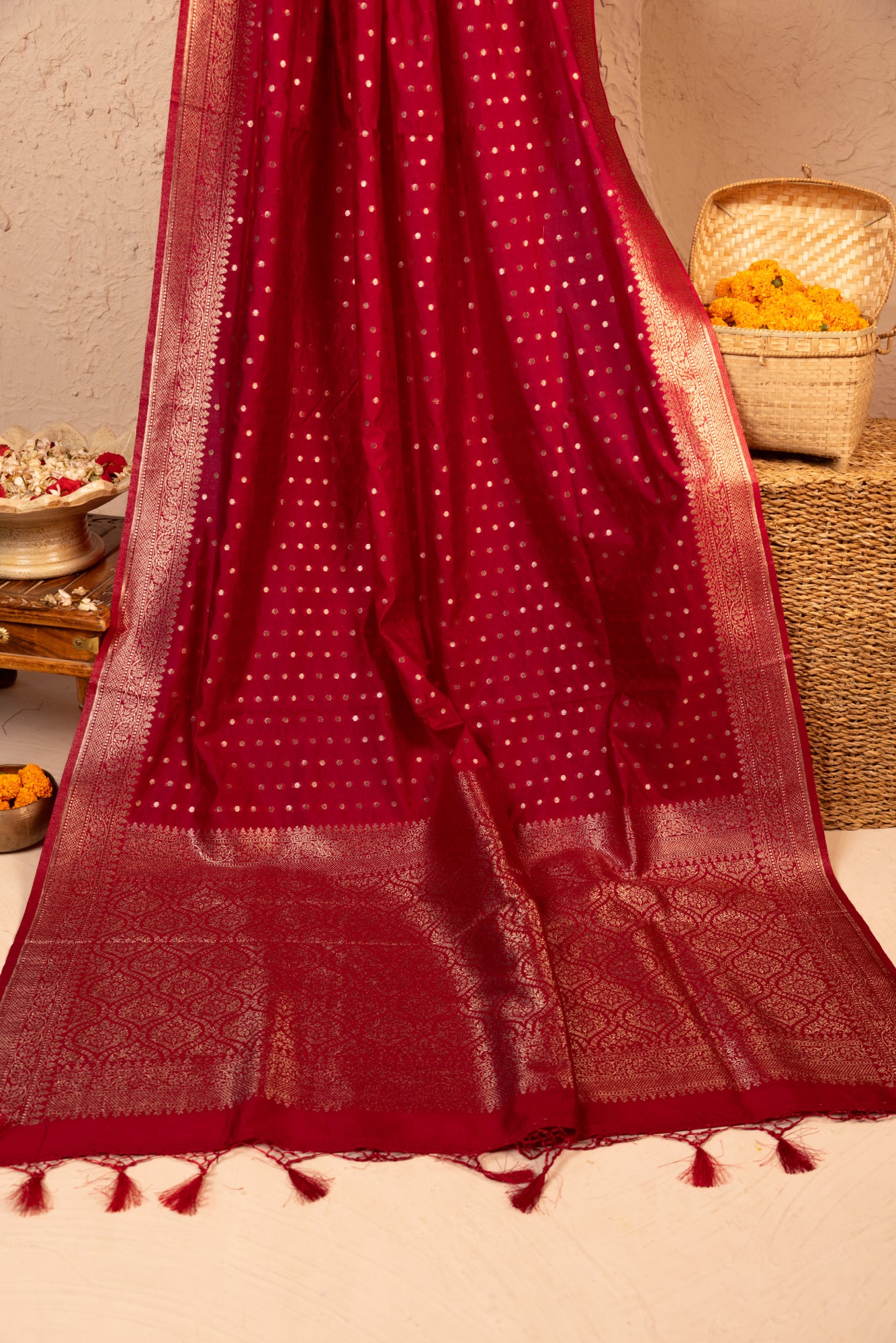 Dolla Silk Pink Zari Buti Saree