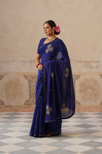 Lailah Cotton Silk Ink Blue Saree