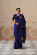 Lailah Cotton Silk Ink Blue Saree