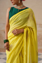 Lailah Cotton Silk Lime Saree