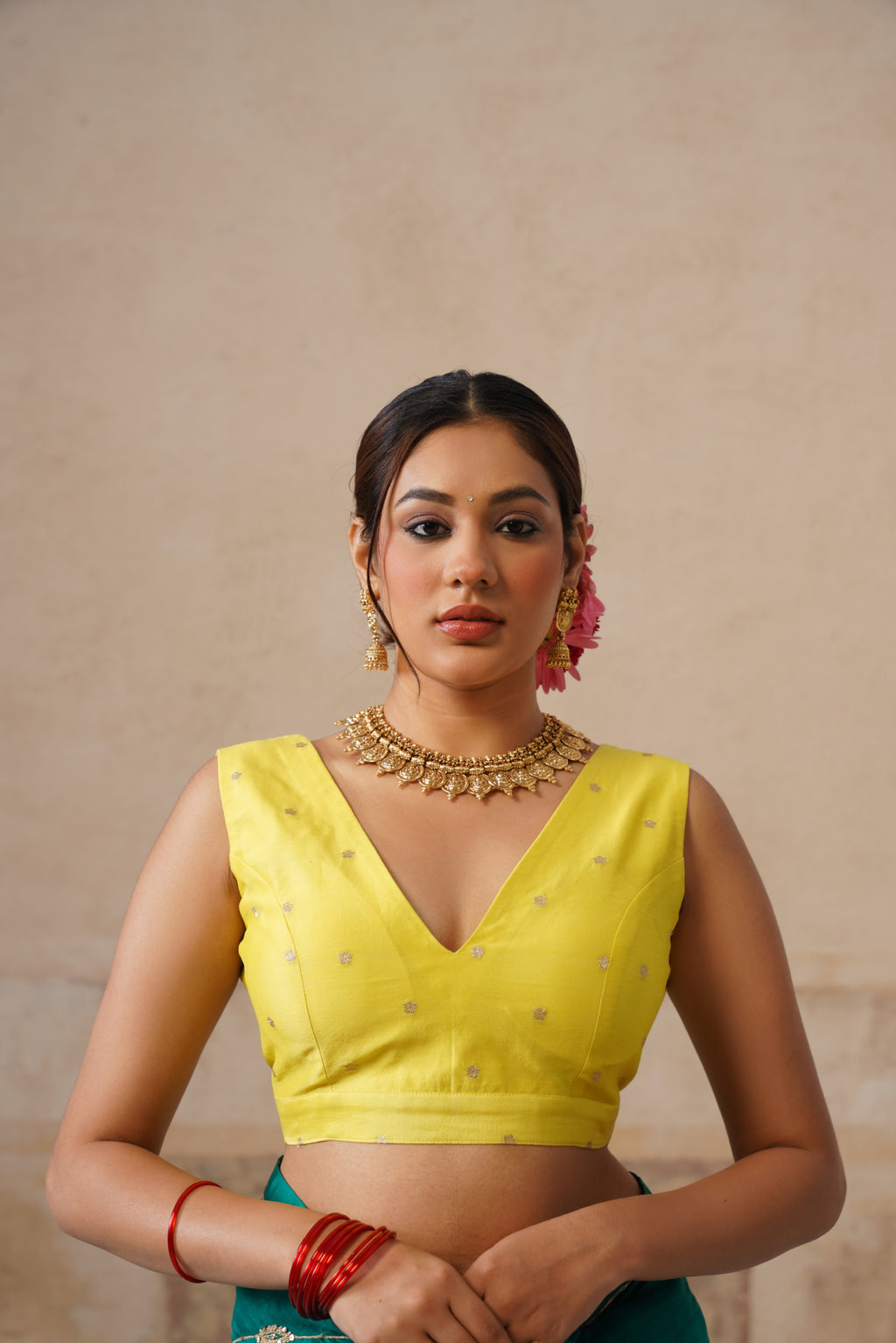 Lailah Cotton Silk Lime Saree