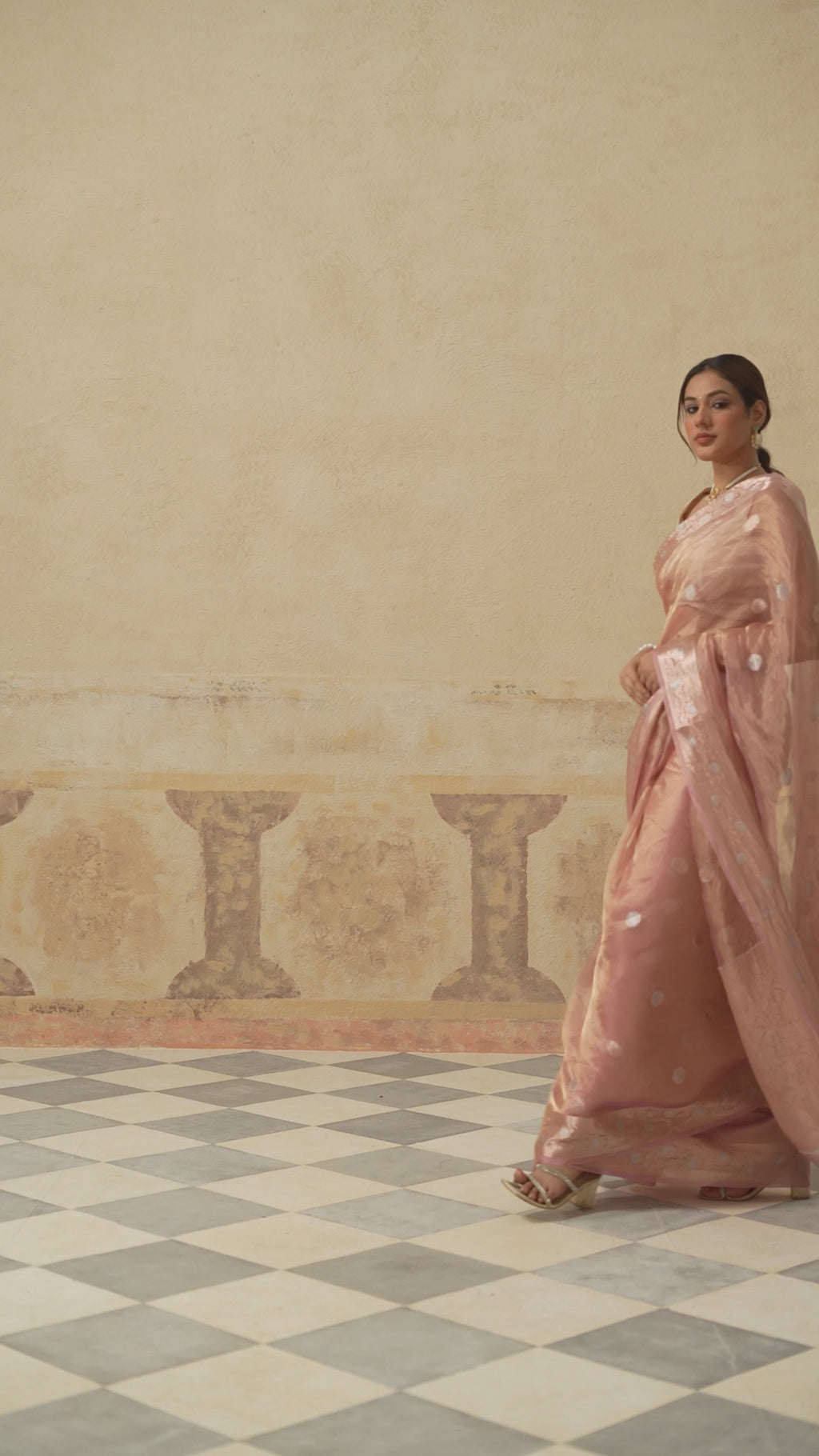 Mauve Silk Tissue Buti Saree