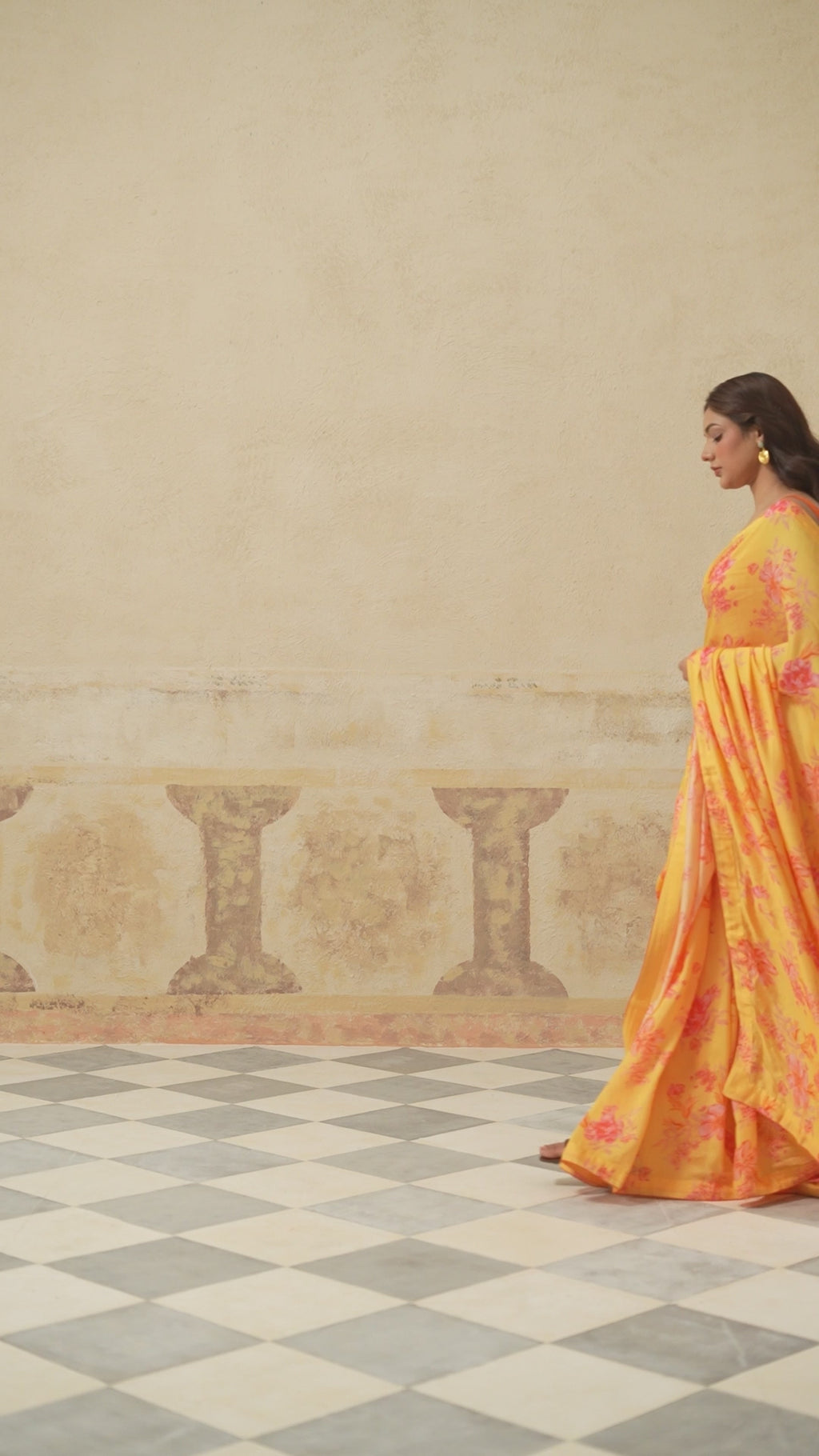 Fiona Yellow Modal Silk  Printed Saree