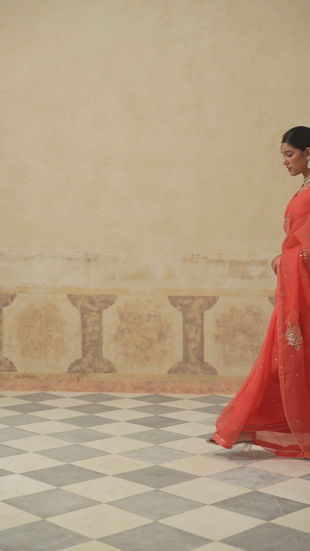 Gulbagh Coral Organza Saree