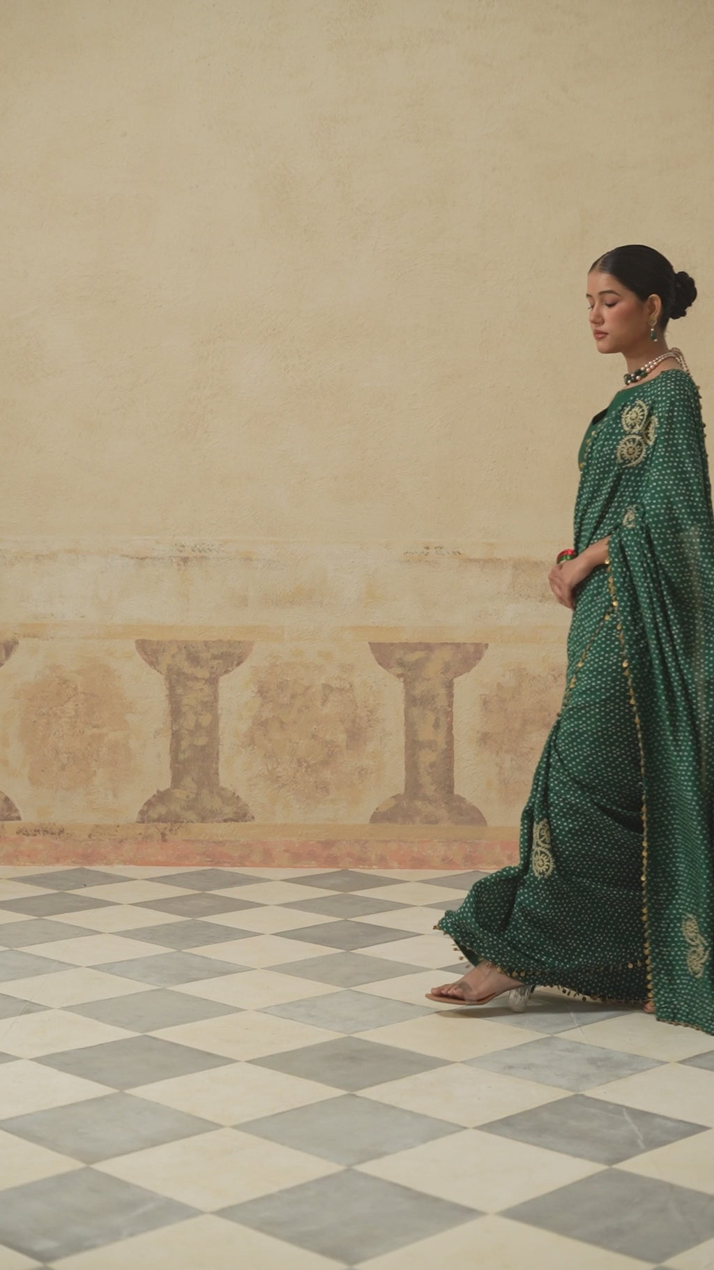 Maira Printed Emerald Green Saree
