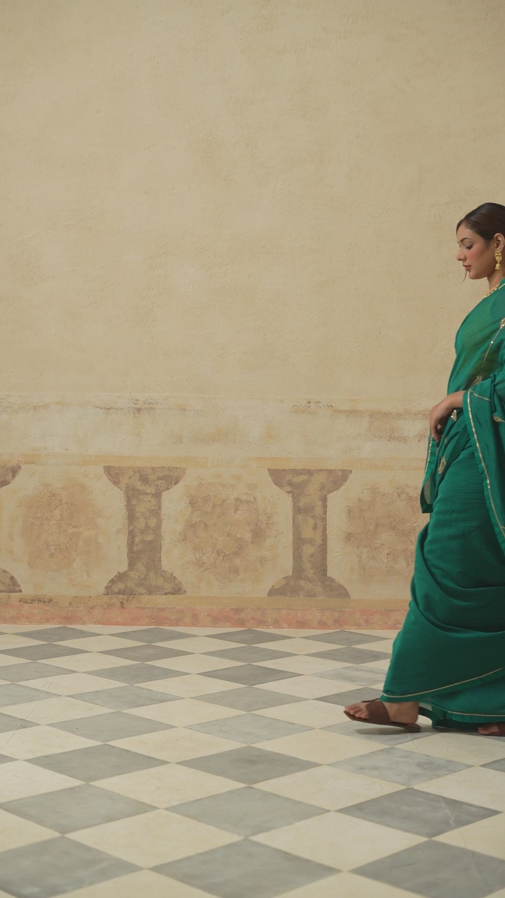 Barkha Cotton Silk Emerald Green Saree